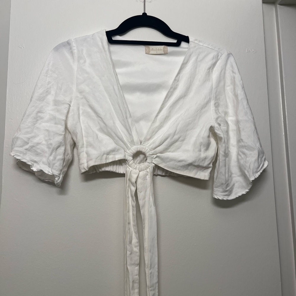 White cutout tie crop top - worn only once!